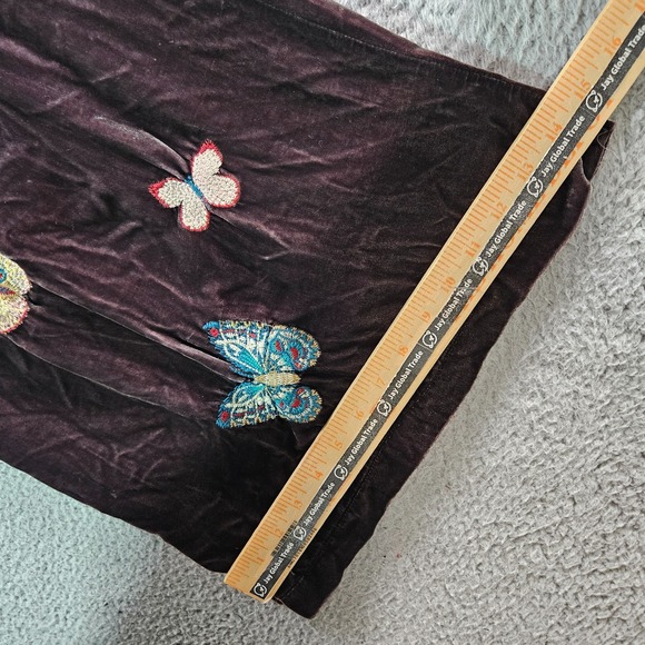 $365 NEW Johnny Was Velvet‎ Wide Leg Pant XXL Butterfly Embroidered Brown - Picture 15 of 16